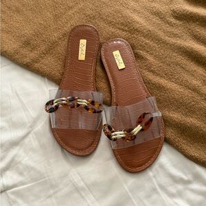 Women’s Brown Chain/clear Detail Sandals